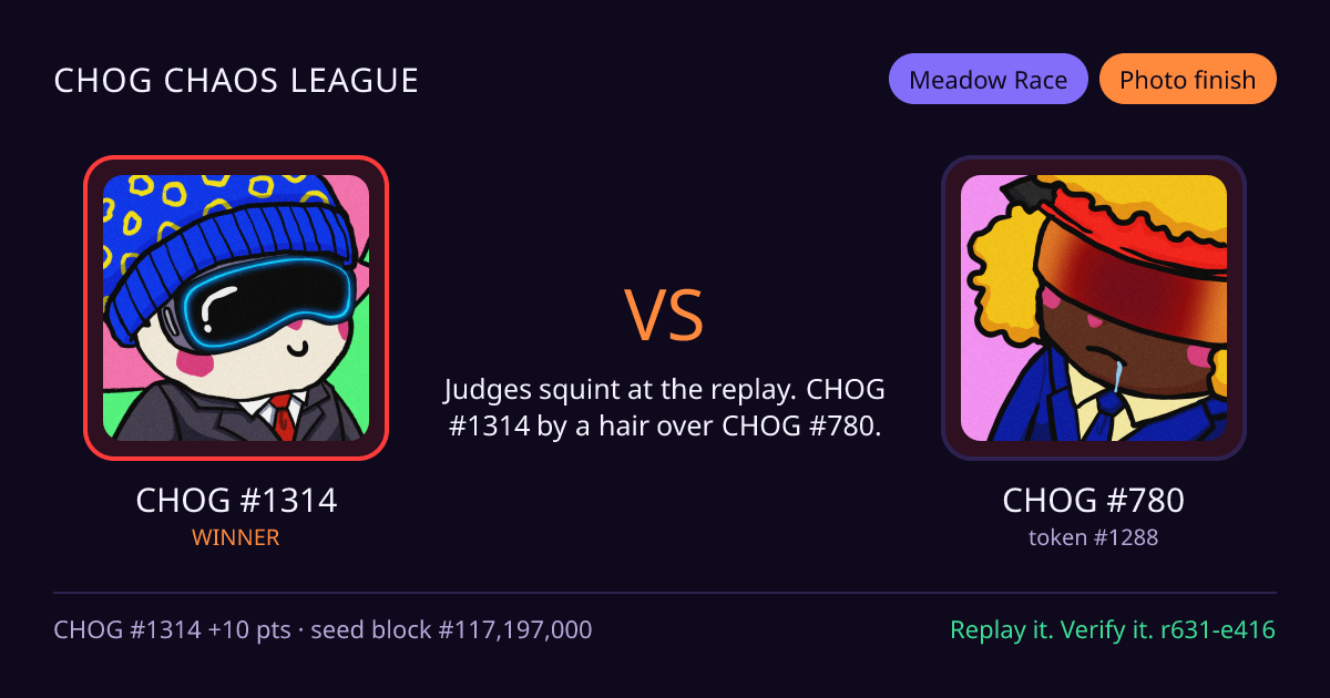 Highlight card: CHOG #1314 versus CHOG #780