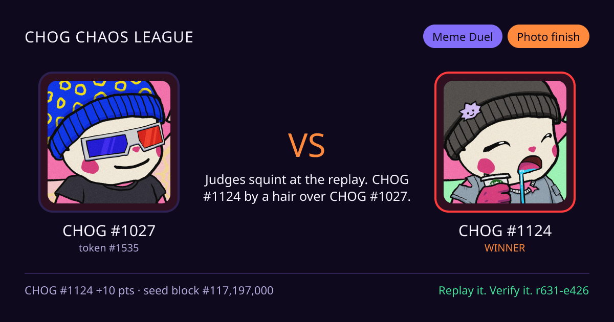 Highlight card: CHOG #1027 versus CHOG #1124