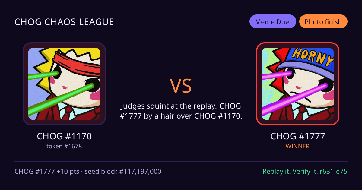 Highlight card: CHOG #1170 versus CHOG #1777