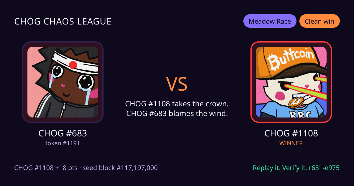 Highlight card: CHOG #683 versus CHOG #1108