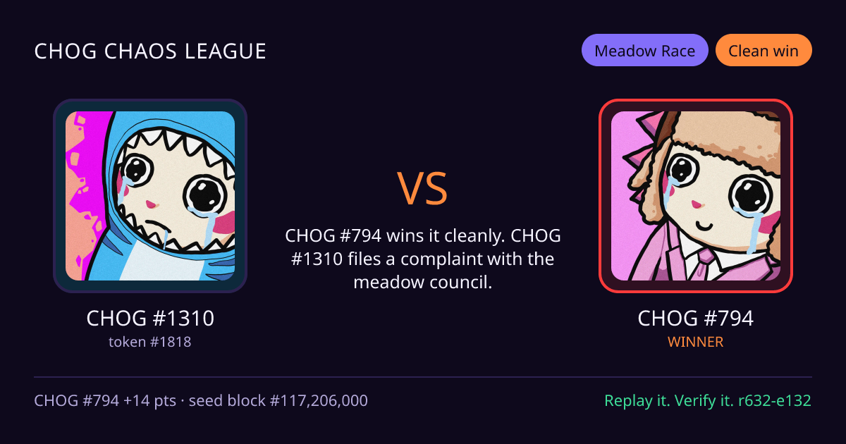 Highlight card: CHOG #1310 versus CHOG #794