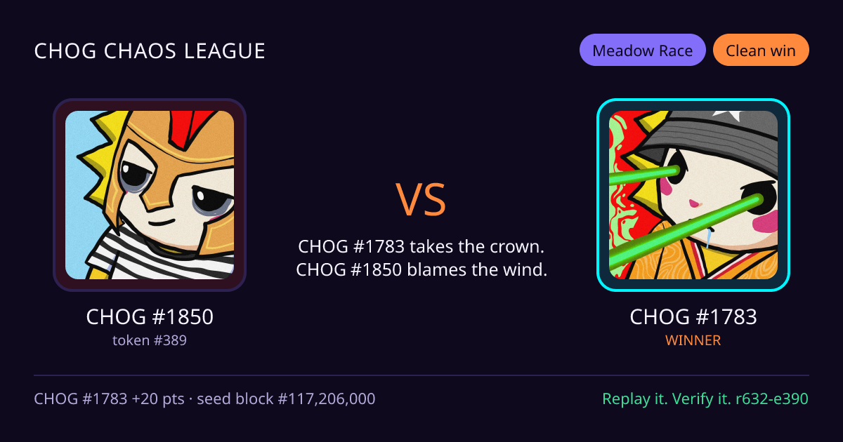 Highlight card: CHOG #1850 versus CHOG #1783