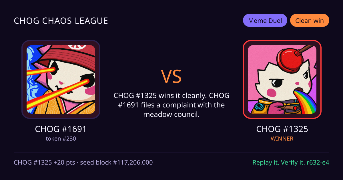 Highlight card: CHOG #1691 versus CHOG #1325