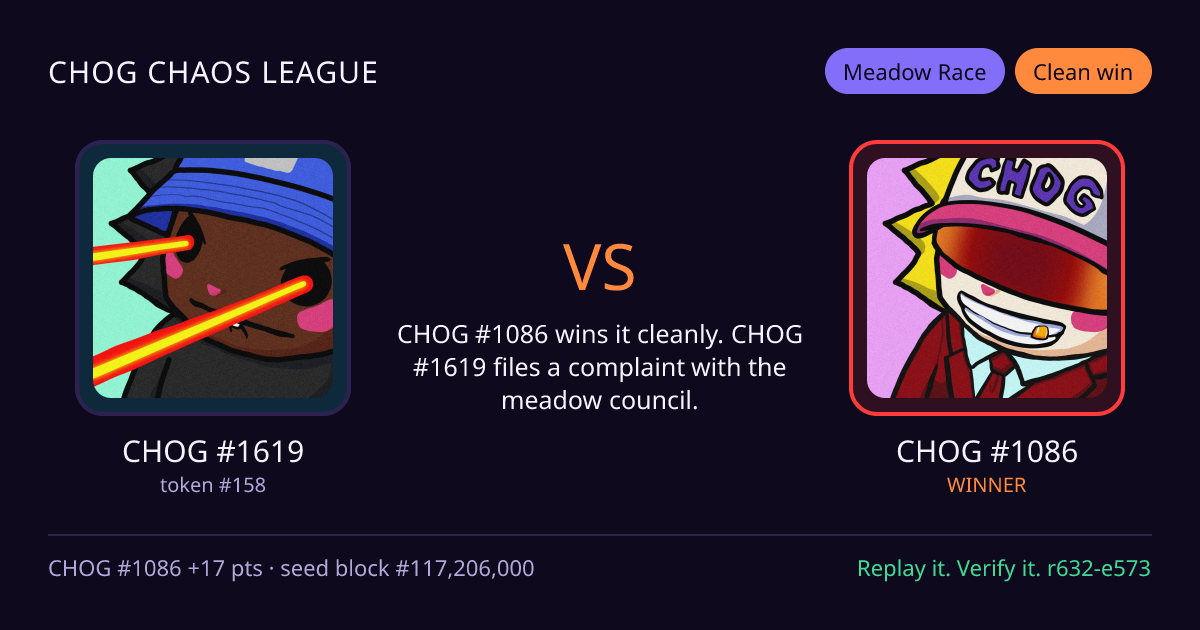 Highlight card: CHOG #1619 versus CHOG #1086