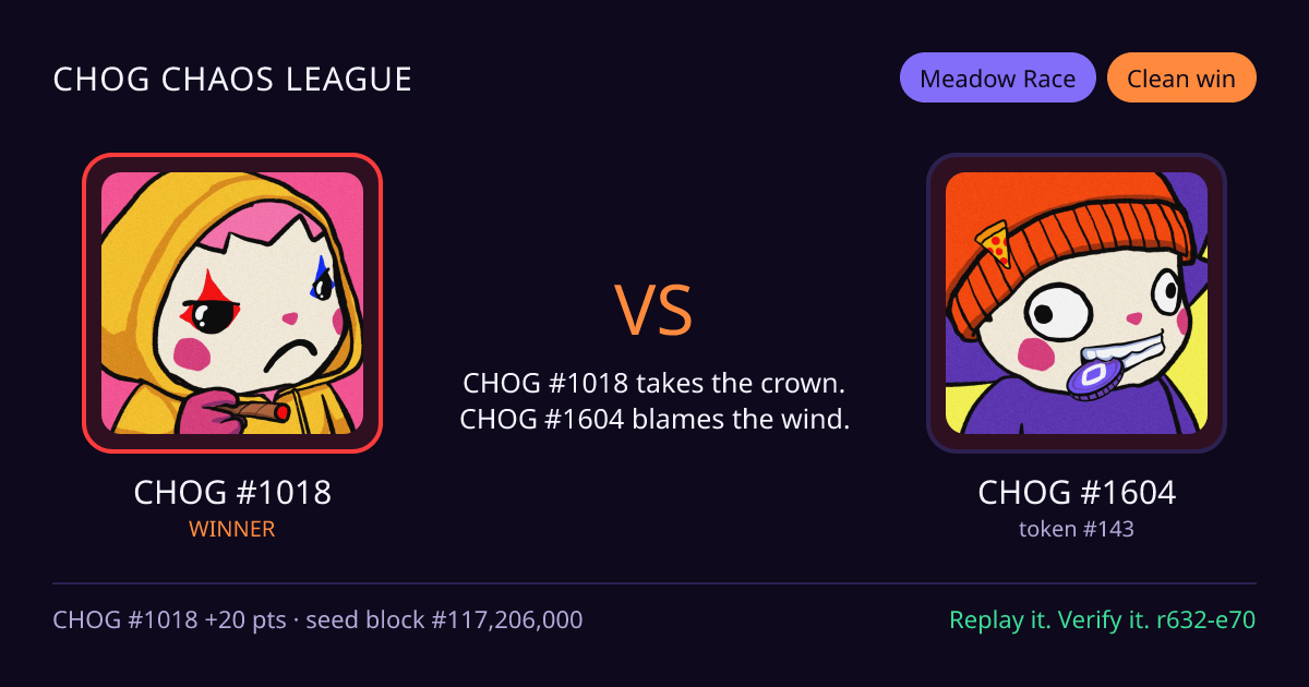 Highlight card: CHOG #1018 versus CHOG #1604