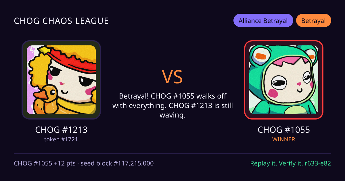 Highlight card: CHOG #1213 versus CHOG #1055