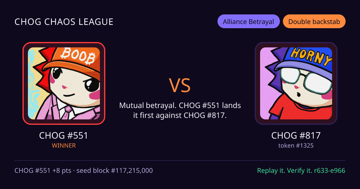 Highlight card: CHOG #551 versus CHOG #817
