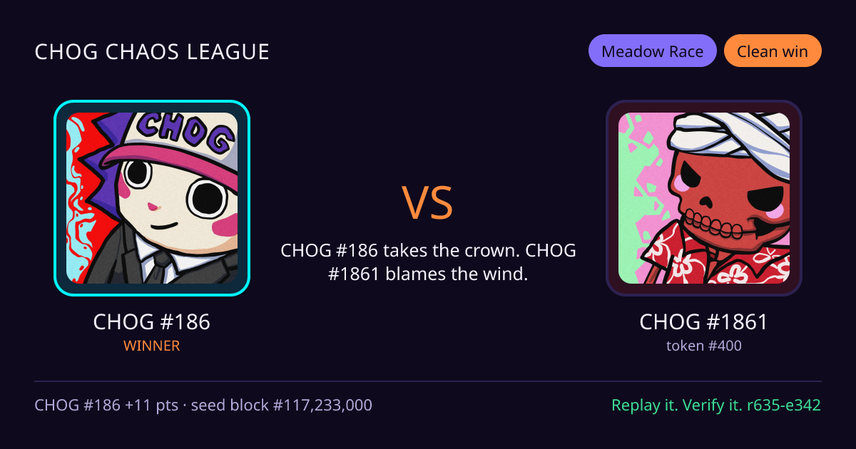 Highlight card: CHOG #186 versus CHOG #1861