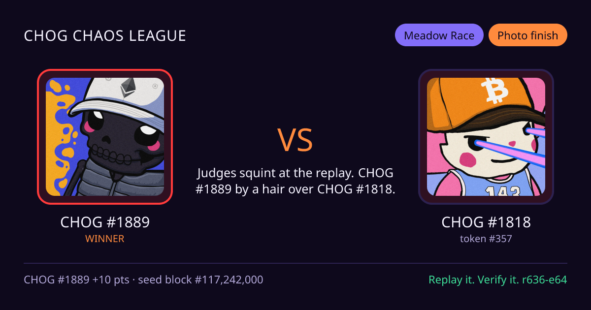 Highlight card: CHOG #1889 versus CHOG #1818