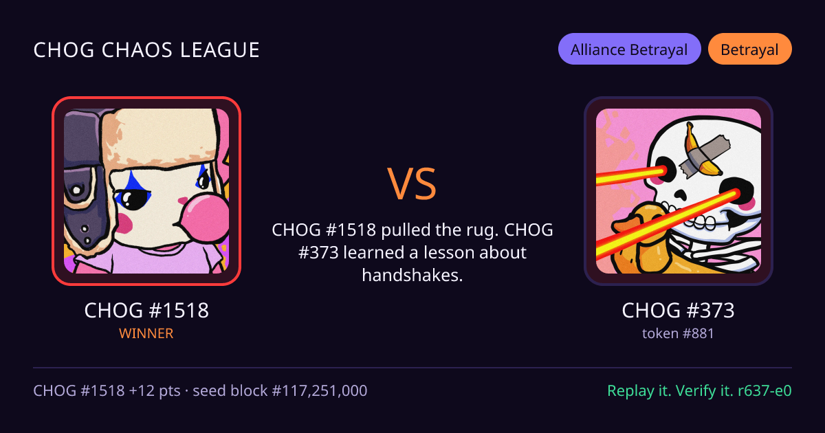 Highlight card: CHOG #1518 versus CHOG #373