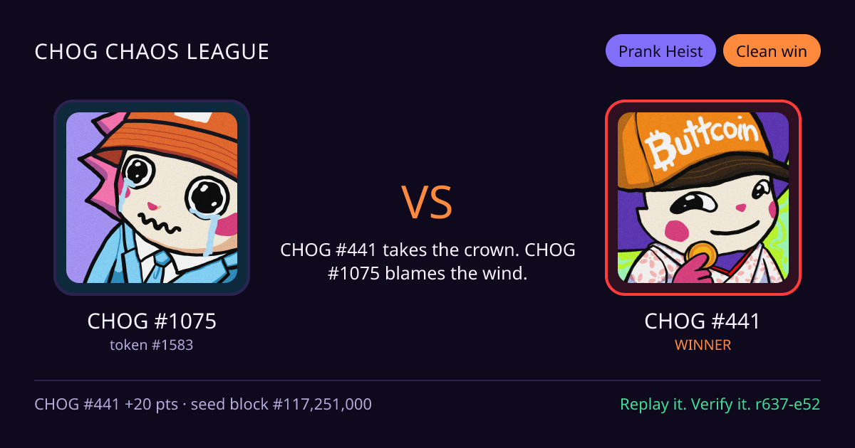 Highlight card: CHOG #1075 versus CHOG #441