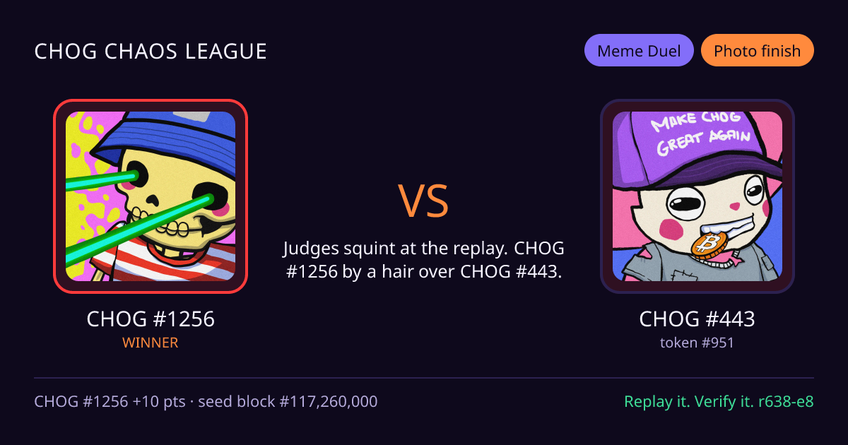 Highlight card: CHOG #1256 versus CHOG #443