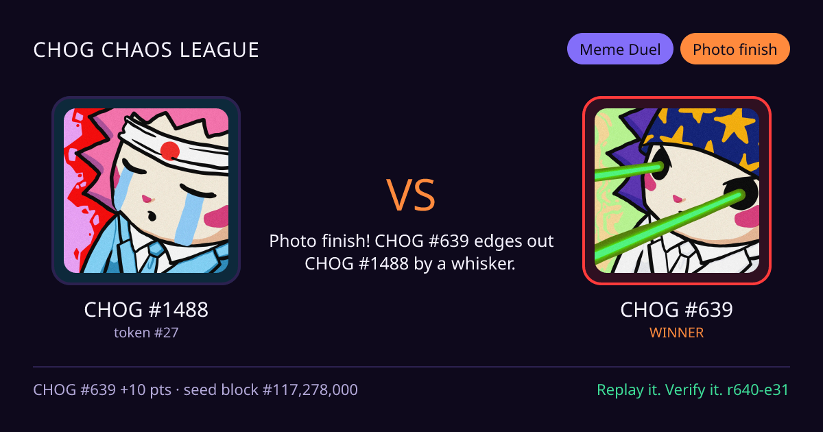 Highlight card: CHOG #1488 versus CHOG #639