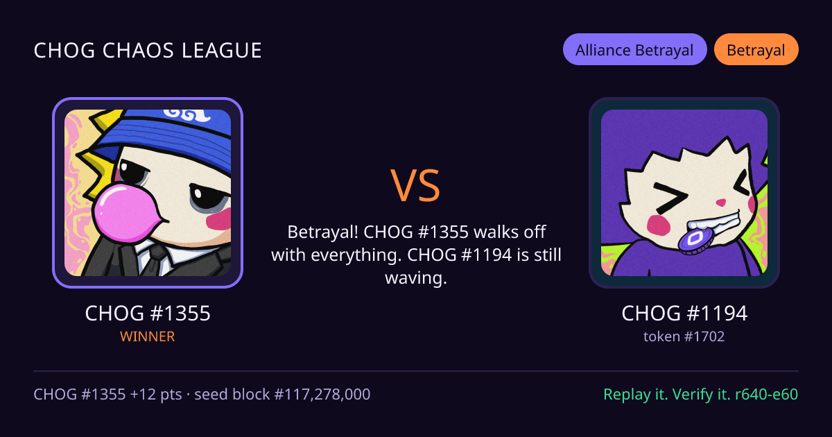 Highlight card: CHOG #1355 versus CHOG #1194