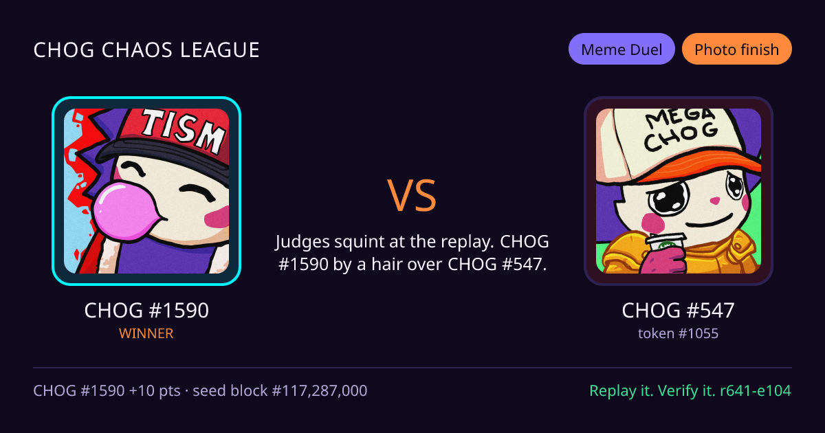 Highlight card: CHOG #1590 versus CHOG #547