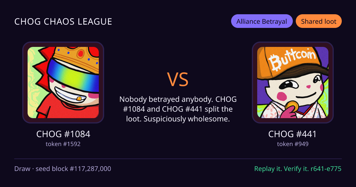 Highlight card: CHOG #1084 versus CHOG #441
