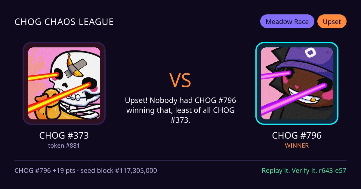 Highlight card: CHOG #373 versus CHOG #796