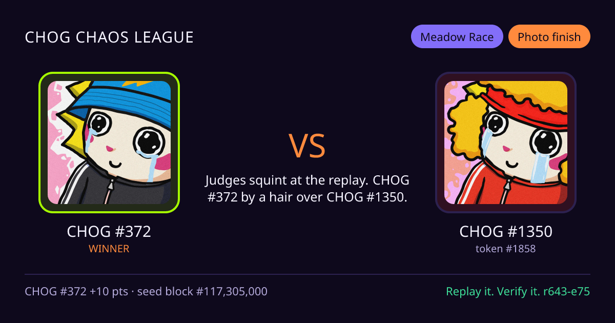 Highlight card: CHOG #372 versus CHOG #1350