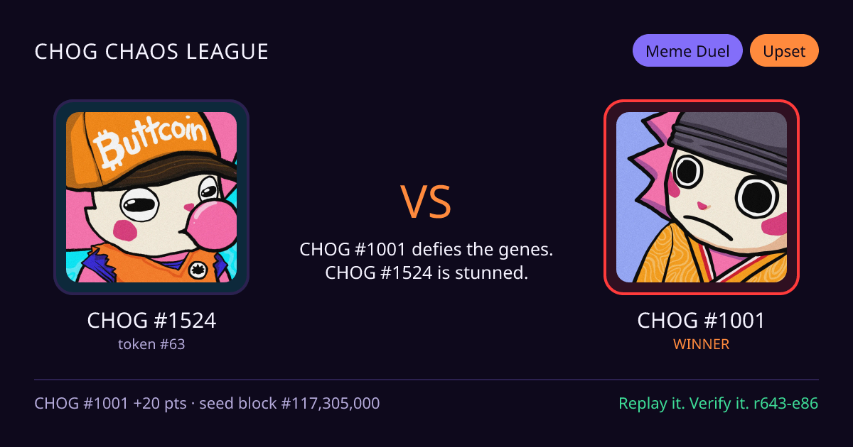 Highlight card: CHOG #1524 versus CHOG #1001