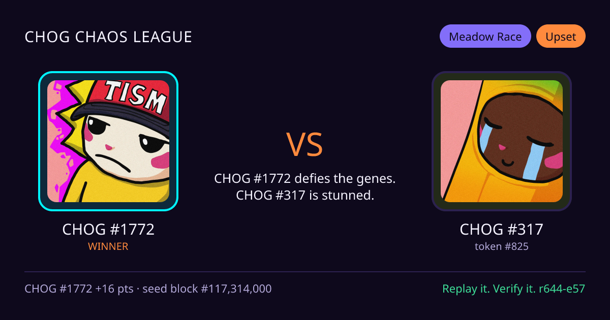 Highlight card: CHOG #1772 versus CHOG #317