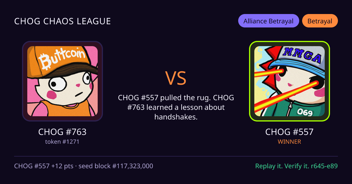Highlight card: CHOG #763 versus CHOG #557