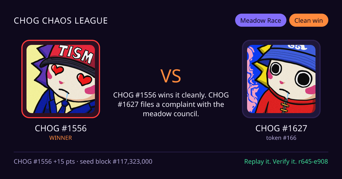 Highlight card: CHOG #1556 versus CHOG #1627