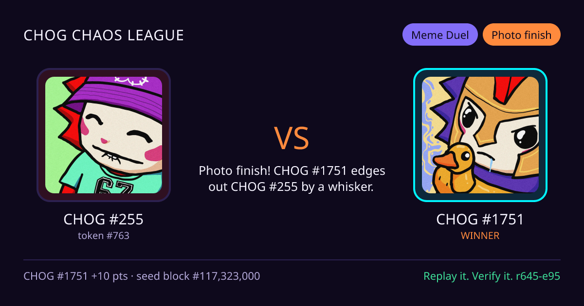 Highlight card: CHOG #255 versus CHOG #1751