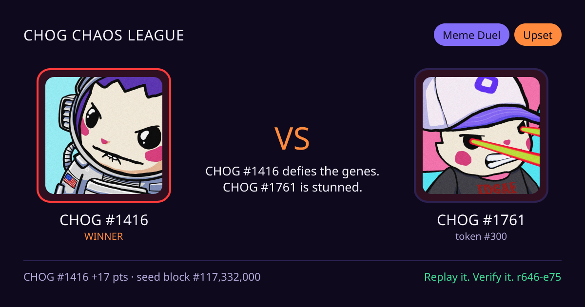 Highlight card: CHOG #1416 versus CHOG #1761
