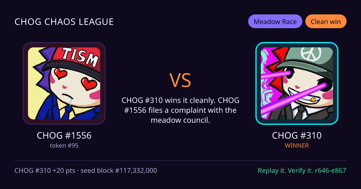 Highlight card: CHOG #1556 versus CHOG #310