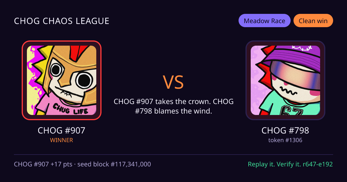 Highlight card: CHOG #907 versus CHOG #798