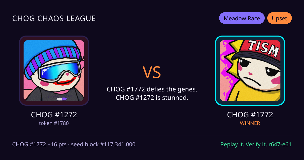 Highlight card: CHOG #1272 versus CHOG #1772