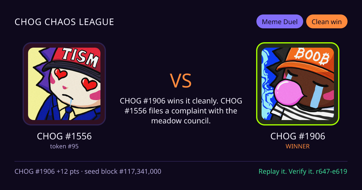 Highlight card: CHOG #1556 versus CHOG #1906
