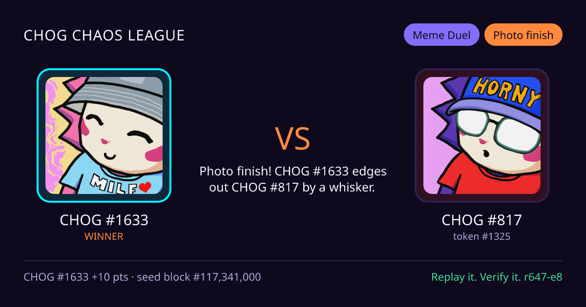 Highlight card: CHOG #1633 versus CHOG #817