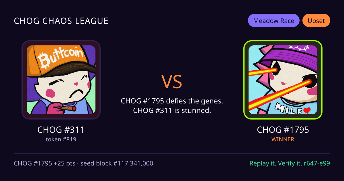 Highlight card: CHOG #311 versus CHOG #1795
