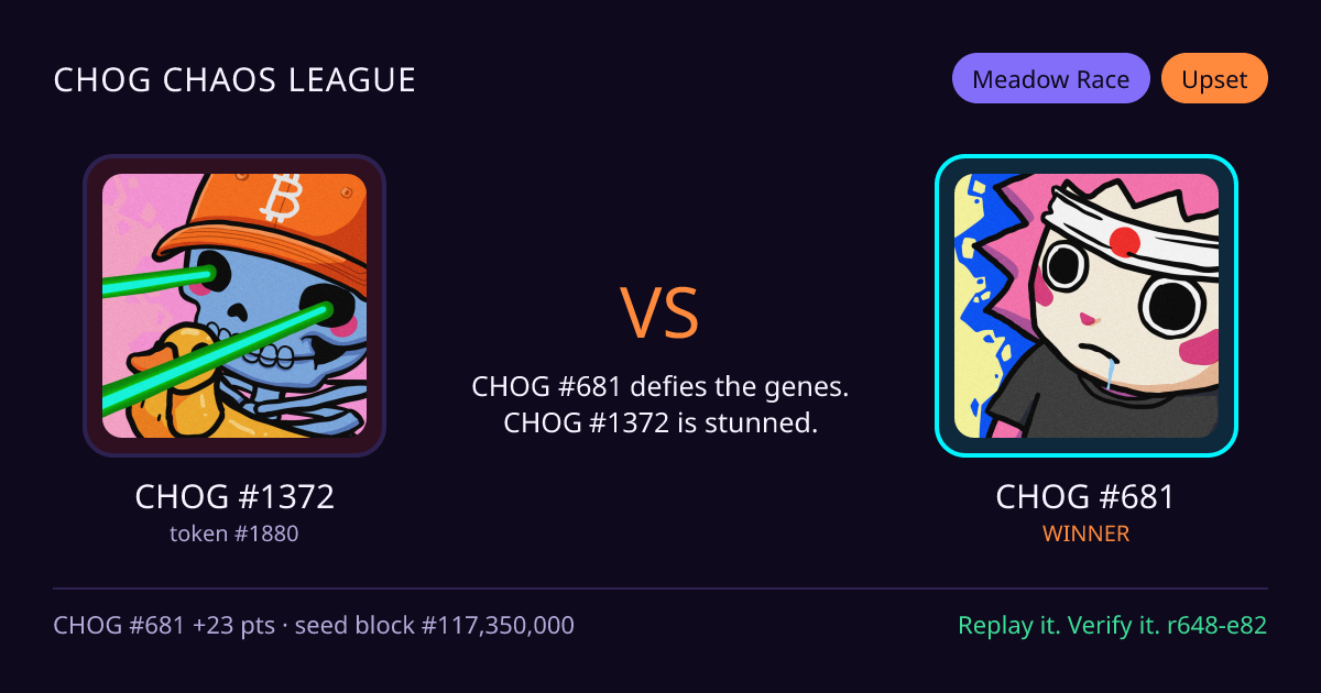 Highlight card: CHOG #1372 versus CHOG #681