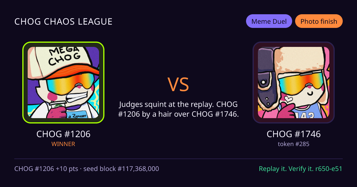 Highlight card: CHOG #1206 versus CHOG #1746