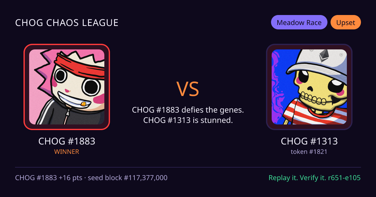Highlight card: CHOG #1883 versus CHOG #1313