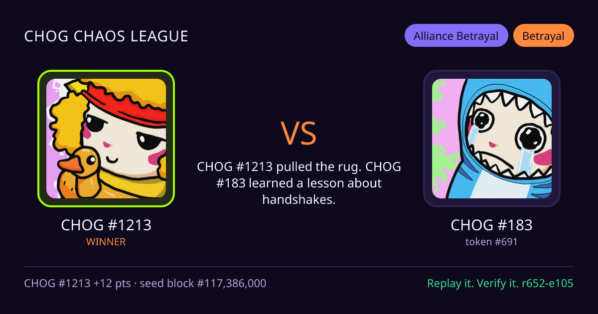 Highlight card: CHOG #1213 versus CHOG #183